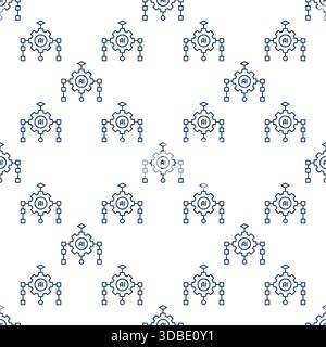 AI Algorithm vector Artificial Intelligence concept outline seamless pattern Stock Vector