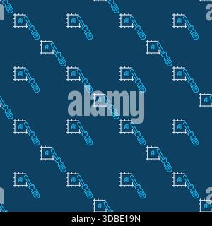 AI Chip with Screwdriver vector Artificial Intelligence Technology concept linear seamless pattern Stock Vector