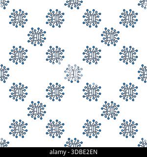 Artificial Intelligence Chip vector AI processor concept colored seamless pattern Stock Vector