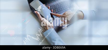 Financial Data Analysis and Market Performance Visualization Business and Finance concept. Stock Photo