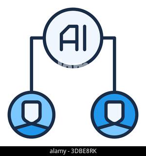 AI Connection with People vector Artificial Intelligence concept colored icon or sign in outline style Stock Vector