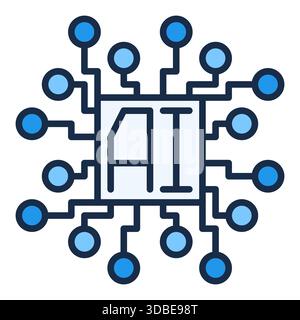 Artificial Intelligence Chip vector AI processor concept colored icon or design element Stock Vector