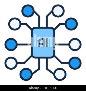 Artificial Intelligence Brain Chip vector AI Technology concept colored icon or logo element Stock Vector