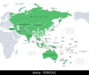 Indo-Pacific, map of a geographic and geopolitical region highlighted ...