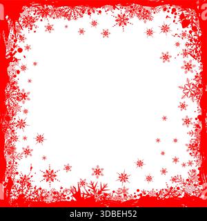 Grunge Christmas Frame with Snowflakes, vector illustration Stock Vector