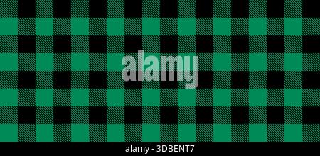 Green and black buffalo plaid check seamless vector pattern for backgrounds, wrapping paper and textile design Stock Vector