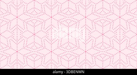 Pink geometric snowflakes vector seamless pattern for winter backgrounds, Cute abstract dotted design for invitations and banners Stock Vector