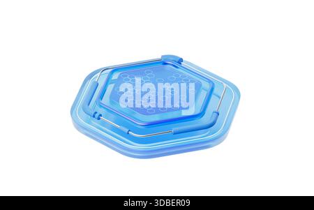 Abstract transparent hexagonal glass stage, 3d rendering. 3D illustration. Stock Photo