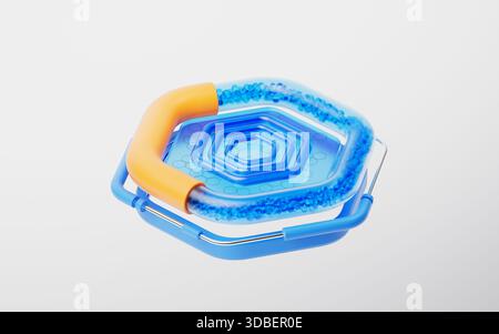 Abstract transparent hexagonal glass stage, 3d rendering. 3D illustration. Stock Photo