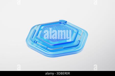 Abstract transparent hexagonal glass stage, 3d rendering. 3D illustration. Stock Photo