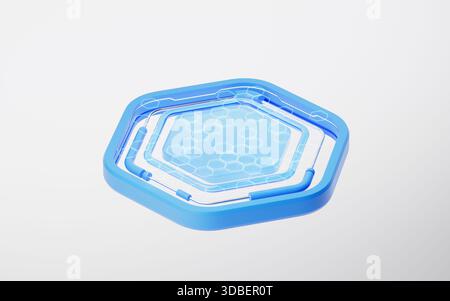 Abstract transparent hexagonal glass stage, 3d rendering. 3D illustration. Stock Photo