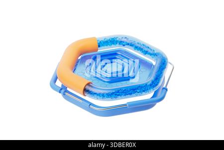 Abstract transparent hexagonal glass stage, 3d rendering. 3D illustration. Stock Photo
