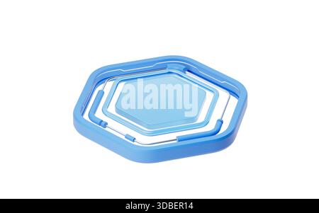 Abstract transparent hexagonal glass stage, 3d rendering. 3D illustration. Stock Photo