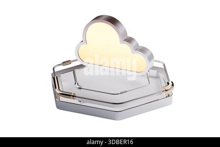 Cloud computing on futuristic hexagon stage, 3d rendering. 3D illustration. Stock Photo