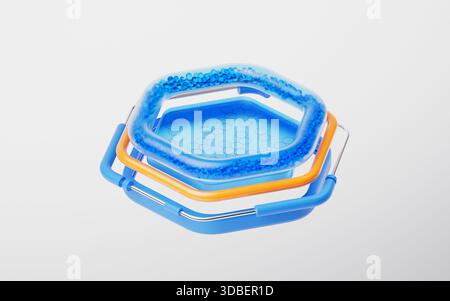 Abstract transparent hexagonal glass stage, 3d rendering. 3D illustration. Stock Photo