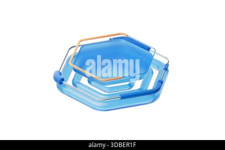 Abstract transparent hexagonal glass stage, 3d rendering. 3D illustration. Stock Photo