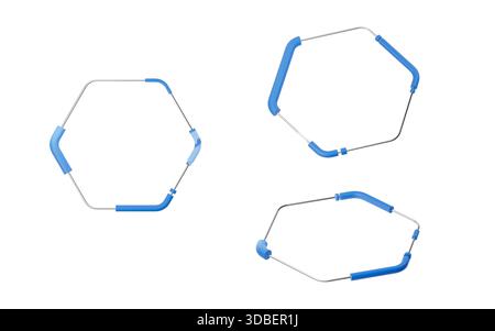 Metallic hexagon structure pattern, 3d rendering. 3D illustration. Stock Photo