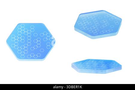 Abstract transparent hexagonal glass, 3d rendering. 3D illustration. Stock Photo