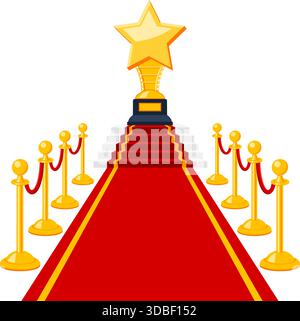 Cinema and Movie concept with flat icons red carpet award, isolated vector illustration on transparent background Stock Vector