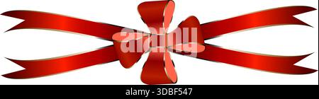 Realistic red silk bow with ribbon for decoration of gift wrapping vector template on a transparent background Stock Vector