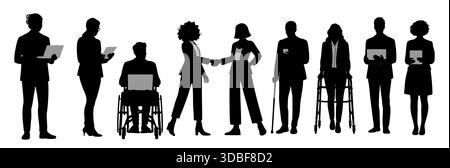 Black vector silhouettes set of business people Stock Vector
