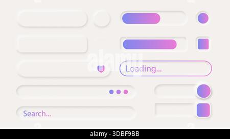 Neumorphism Button Icon Gradient Label Frame White 3d Elegant Shadow Web Vector Ui Digital Neomorphism Interface Collection Stock Vector