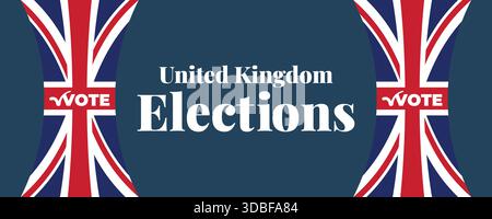 United kingdom elections banner with repeated vote symbols and flag elements for democratic participation themes Stock Vector