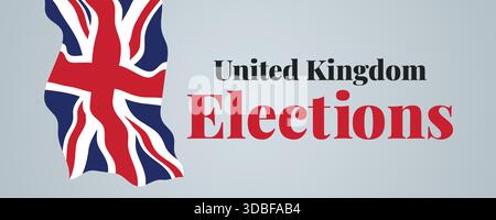Minimal united kingdom elections banner featuring simple text layout and flag icon for clean political design Stock Vector