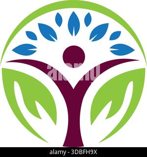 Wellness Tree Human Symbol Logo Design Vector Template Stock Vector