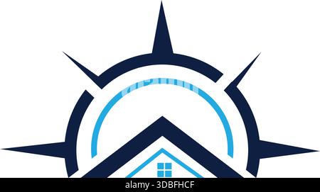 Real Estate Compass Logo Property Navigation Home Direction Vector Icon Design Stock Vector