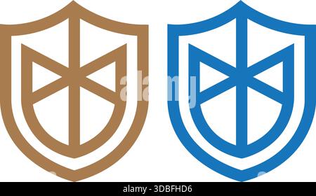 Secure Shield Line Design Modern Safety Vector Logo Template Stock Vector