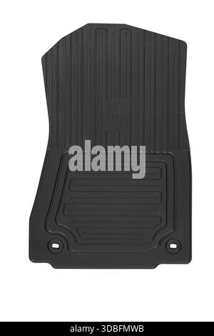 Luxury car floor mats in black rubber plastic Stock Photo