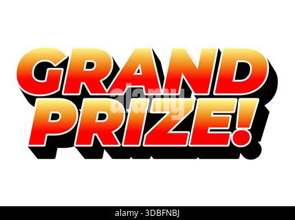 Bold text graphic displaying the words GRAND PRIZE! in a vibrant red and orange gradient with a shadow effect. Stock Vector