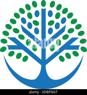 Digital Tree Leaf Logo Design for Organic Tech and Modern Nature Vector Icon Stock Vector