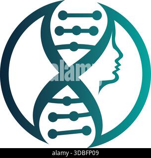 DNA Human Face Logo Template for Science Research and Health Vector Icon Stock Vector