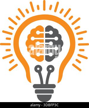 Brain Bulb Idea Icon Logo Vector for Innovation Technology Template Design Stock Vector