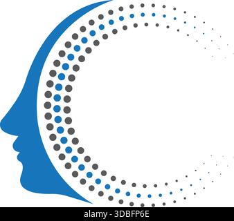 Digital Face Dots Logo Design Human tech abstract profile icon vector template Stock Vector