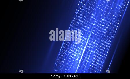 Vertical big data flow. Blue abstract data stream with glowing particles. Futuristic data analysis. Information processing. Chaos to order. Stock Vector