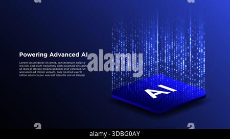 Isometric cpu processor. Chipset concept. high-tech computing power and artificial intelligence. Vector illustration. Stock Vector