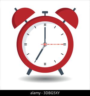 Vector illustration of a red alarm clock on a white background Stock Vector