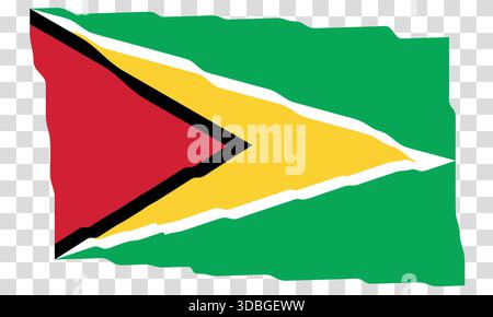 Waving Flag of Guyana. National symbol in official colors. Template icon. Abstract vector background. Fluttering effect Stock Vector