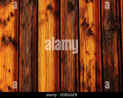 Warm Rustic Wooden Planks With Rich Grain and Weathered Texture for Background Design Stock Photo
