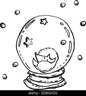 Glass sphere with little fox Stock Vector