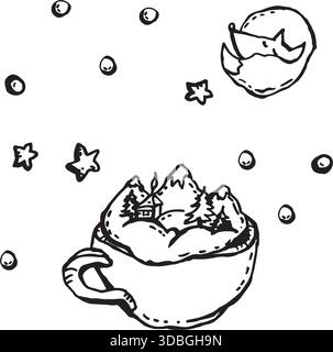 Mountain village in a cup Stock Vector