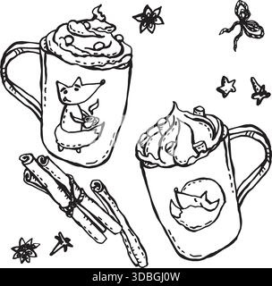 Two cups with whipped cream Stock Vector