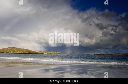 Storm clouds over reef beach Isle of Lewis Outer Hebrides Scotland Stock Photo