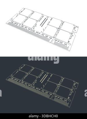 Stylized vector illustrations of laptop RAM module Stock Vector