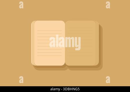 Open Lined Notebook Minimal Flat Stationery Concept Illustration Stock Vector
