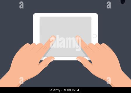 Hands Using Tablet Touch Interface Modern Technology Concept Vector Stock Vector