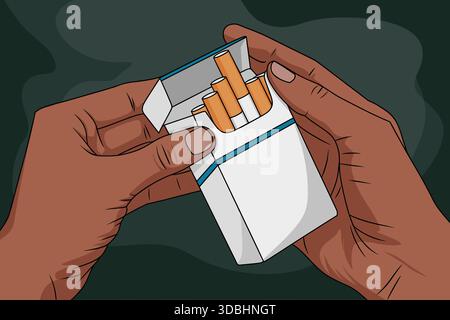 Cigarette Pack Opening Smoking Awareness Concept Stock Vector
